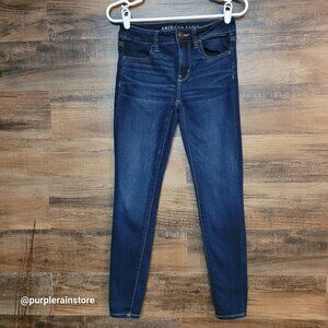 American Eagle Jeans 2 R Jegging Low Rise Next Level Stretch Dark Wash Denim